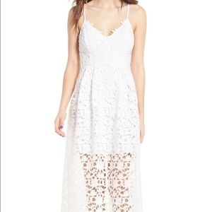 White Astr The Label Lace Midi Dress